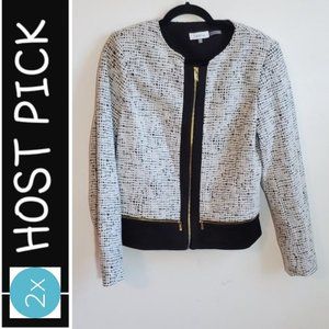 NWOT Beautiful Calvin Klein Classic Black & White Pique Statement Jacket Size 12